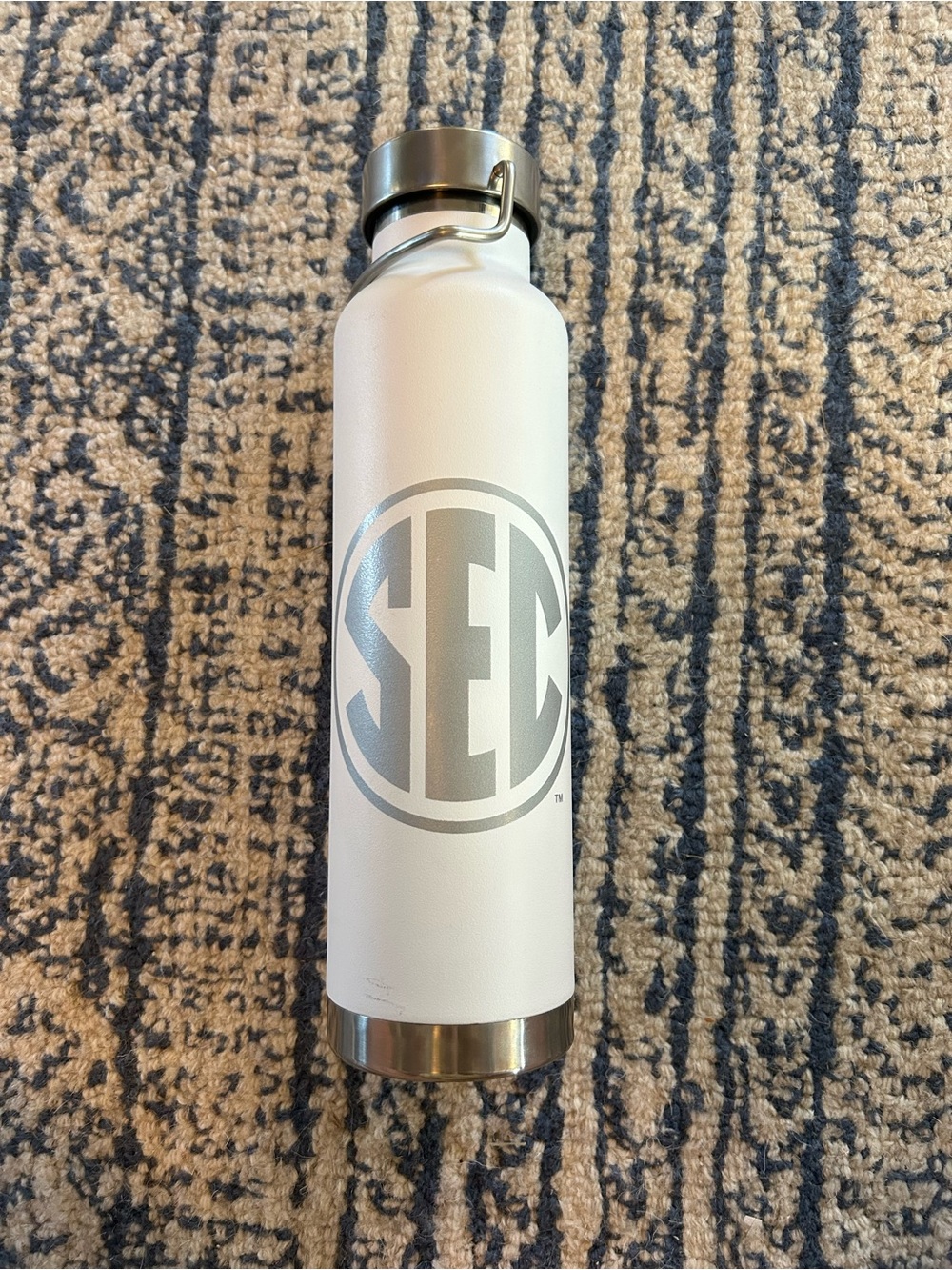 White SEC Logo Stainless Steel Water Bottle